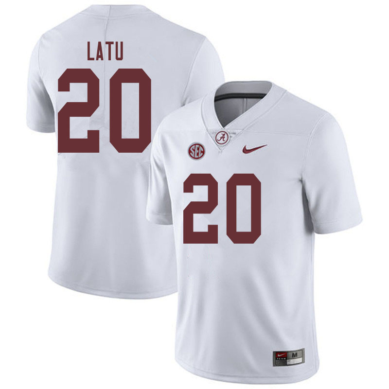 Alabama Crimson Tide Men's Cameron Latu #20 White NCAA Nike Authentic Stitched 2019 College Football Jersey XM16N26WQ